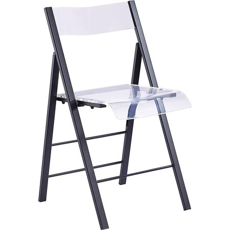 ISL FURNISHINGS Kasper Flex Luxury Modern Folding Chairs Acrylic Lucite BLK CH43DC-1PK-AR01-PC01